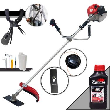 Imagem de Máquina de Cortar Grama Anmax CG520P-TB À Gasolina 52cc 2,2HP 10.000rpm Roçadeira Profissional Lateral C/ Carretel Nylon + Faca 2 Pontas + ÓLEO TOYAMA