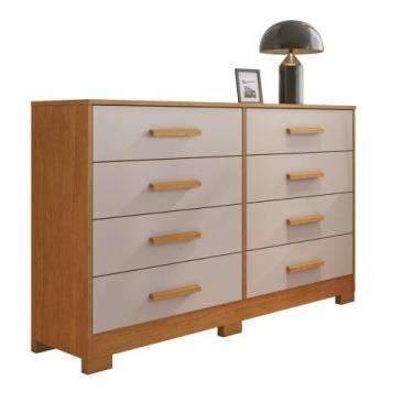 Imagem de Cômoda Olga 8 Gavetas Jcm Cor:Cinamomo/Off - JCM Movelaria, Cinamomo/O