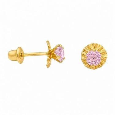 Imagem de Brinco em Ouro 18k Roseta com Zircônia Baby - Par - Justino Ribas, Ros