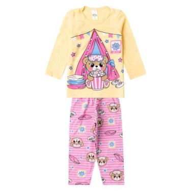 Imagem de Pijama Menina Manga Longa Meia Malha Select Amarelo, 6, Amarelo