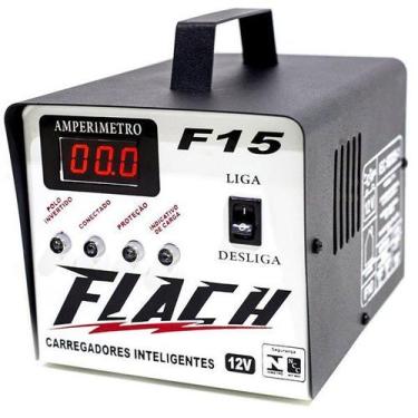 Imagem de Carregador de Baterias 15A 12V com Auxiliar de Partida 15A Bivolt Flut
