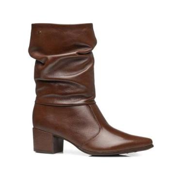Imagem de Bota Feminina Em Couro Com Cano Médio Pegada 280901-01, Pinhão, 39