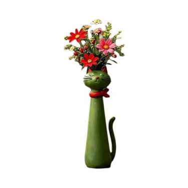 Imagem de Vaso De Resina Em Forma De Gato Com Pescoço Longo Para Arranjos Florai