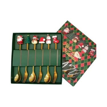 Imagem de Conjunto De Garfo E Colher De Aço Inoxidável Para O Natal 2/6 Peças, U