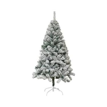 Imagem de Árvore De Natal Artificial De PVC Branca Com Neve Artificial Para Exib
