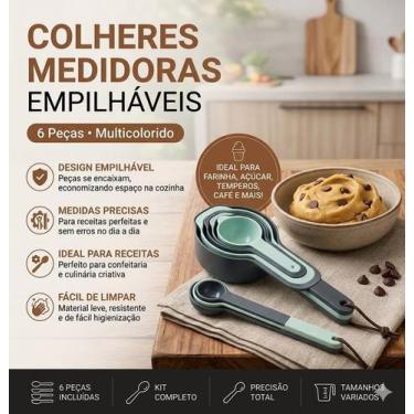 Imagem de Jogo de 6 Colheres Medidoras Empilháveis em Plástico Kit com 6 Peças C