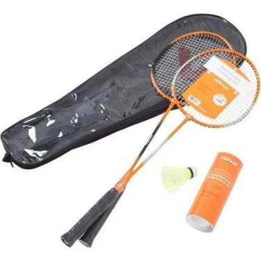 Imagem de Kit Badminton 2 Raquetes 3 Petecas E Bolsa Vollo