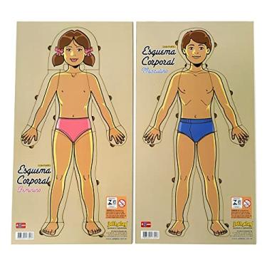 Imagem de Brinquedo Educativo Esquema Corporal Conjunto Masculino E Feminino Em MDF