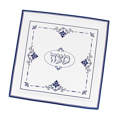Imagem de Bandeja quadrada Zion Judaica Pessach Seder Matzah Coleção Renaissance 24 cm Prato quadrado de cerâmica Matzo - Decorações de Páscoa para mesa Seder