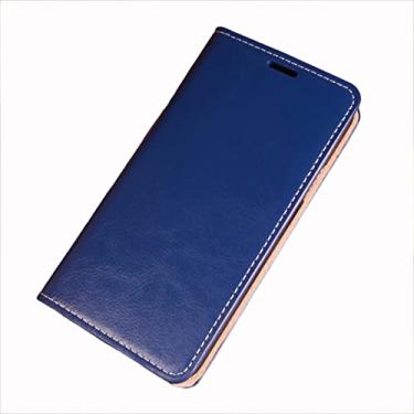 Imagem de LAHappyL Capa carteira de couro legítimo para iPhone 13 Pro Max/13 Pro/13/13 Mini, suporte para cartão de crédito, capa protetora com flip fólio, azul, 13 mini 5,4 polegadas