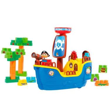 Imagem de Brinquedo Didatico Navio Pirata Cardoso Toys Com 30 Blocos De Montar