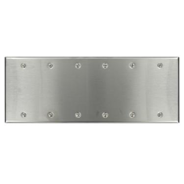 Imagem de Leviton 84066-40 6-Gang sem dispositivo placa de parede, tamanho padrão, suporte de caixa, aço inoxidável