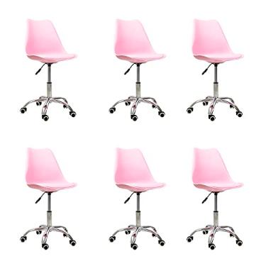 Imagem de Kit 06 Cadeiras Office Base Cromada Giratória Saarinen (Rosa)