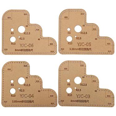 Imagem de 4 peças, modelo de acrílico de canto circular, furador de canto para costura, ferramenta de posicionamento de couro