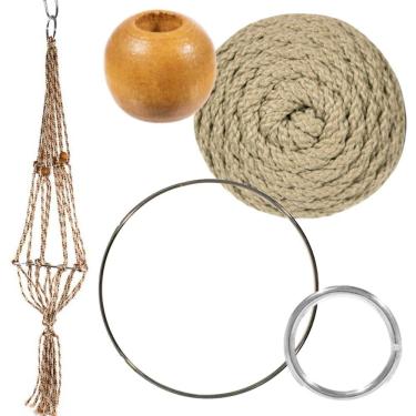 Imagem de Craft County Kits de cabide de plantas de macramê – Cordão de 4 mm – Faz cabide de planta longo de 106 cm (Thatch)