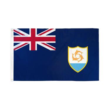 Imagem de AZ FLAG - Bandeira de Anguila - 9,5 cm x 1,5 m - Poliéster 100D Anguillian - Faixa Britânica com Dois Ilhós de Metal - Resistente ao desbotamento - Cores Vivas - 150 x 90 cm