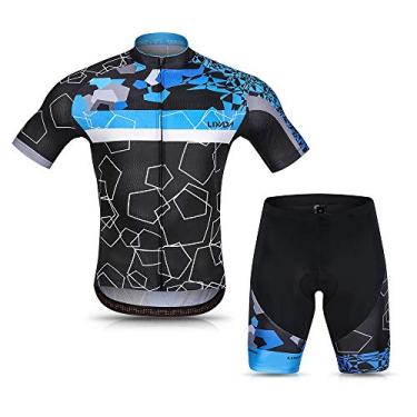 Imagem de Conjunto de camisa de ciclismo masculino pedkit, camisa de ciclismo de secagem rápida respirável e short acolchoado com gel, conjunto de roupa de ciclismo MTB
