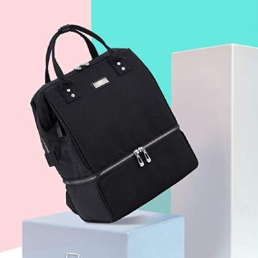 Imagem de Mochila multifuncional para troca de fraldas, mochila para fraldas de bebê e porta de carregamento USB Elegante e durável 26 * 19 * 36 cm de alta capacidade
