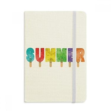 Imagem de Caderno de verão com estampa de picolés e sorvete em tecido oficial com capa dura e diário clássico