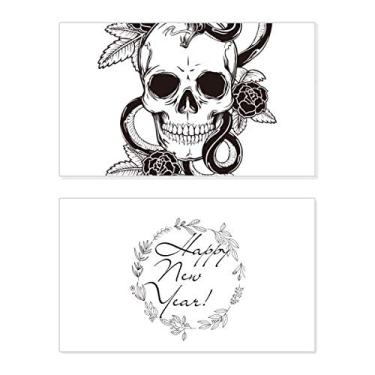 Imagem de Animal Skull Snake Sketch Pattern New Year Festival Greeting Card Bless Message Gift