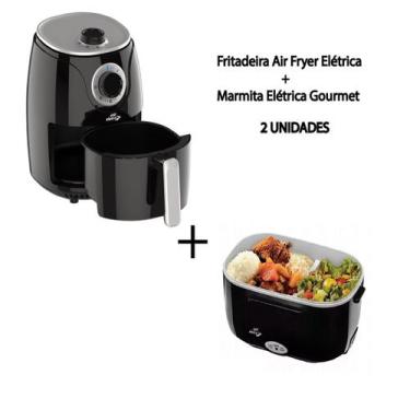 Imagem de Kit Fritadeira Air Fryer Elétrica  2.5 Litros + Marmita Elétrica Gourm