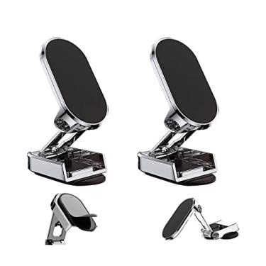 Imagem de 2023 Novo suporte magnético dobrável de telefone para carro, suporte multifuncional para celular, ímã forte, rotação de 360°, suporte dobrável para telefone de mesa (prata, 2 peças)