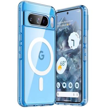 Imagem de JETech Capa Magnética para Google Pixel 8 Pro 6,7 Polegadas 2023, Compatível com os MagSafe, Case Protetora para à Prova de Choque, Capinha Parte Traseira em PC Claro Duro que Não Amarela (Baía)