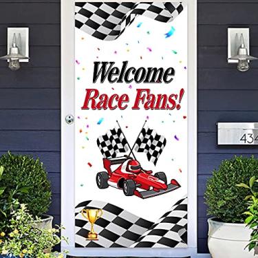 Imagem de Welcome Race Fans Racing Car Birthday Photo Booth Adereços Banner Fundo Troféu Cheque Bandeira F1 F3 Tema Decoração para Hot Wheels 1º Aniversário Festa de Chá de Bebê Suprimentos Decorações