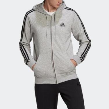 Imagem de Moletom Capuz Zíper Essentials 3-Stripes Adidas-Masculino