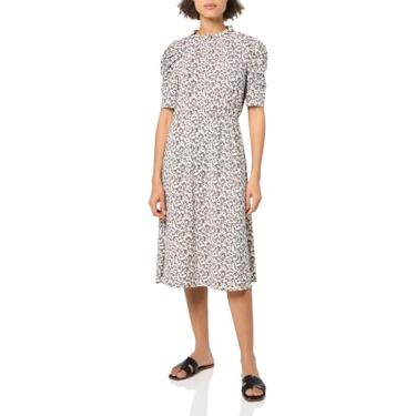 Imagem de Adrianna Papell Vestido feminino de manga curta com gola e babados, Preto, GG