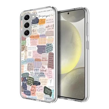 Imagem de Compatível com Samsung Galaxy S24, Versos da Bíblia Estética Fofo Cristão Indie Postive Citações Slim Fit Capa Protetora TPU Macio À Prova de Choque Capa Transparente Presente para Mulheres Meninas