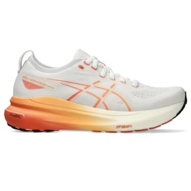 Imagem de ASICS Tênis de corrida feminino Gel-Kayano 31, Branco/laranja desbotado, 36