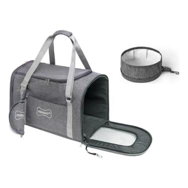 Imagem de Bolsa Transporte Pet Grande Dobrável Com Bebedouro Cinza Perigot Viagem Carro Avião Para Cães E Gatos Até 11Kg