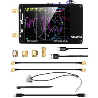 Imagem de Analisador de antena de rede NanoVNA-H Power Display Tela de toque de baixo ruído que mede parâmetros S VSWR com slot para cartão SD MF HF VHF UHF Analisador de rede vetorial portátil para telefone
