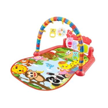 Imagem de Kokiya Tapete musical para bebês com chocalhos e elementos interativos, Floresta Vermelha, Tamanho real