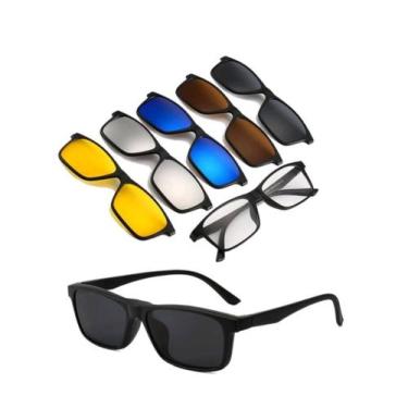 Imagem de Óculos Clipon Sol Armação Masculino Grau Redonda 5 Em 1 Noah - Shark Ó