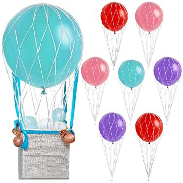 Imagem de Hot Air Balloons Net 36'' Hot Air Balloon Arrangement Net Hot Air Balloon Decorations for Centerpiece Photo Props Baby Shower Weddings Birthdays Party Home Decor (8 Pcs)