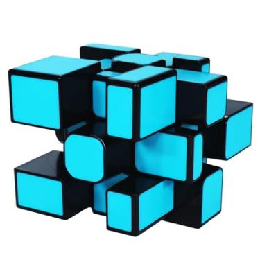 Imagem de CuberSpeed 3x3 Mirror Blocks Speed Cube stickerless 3x3 Magic Cube Mirror Blocks Black with Blue Titles
