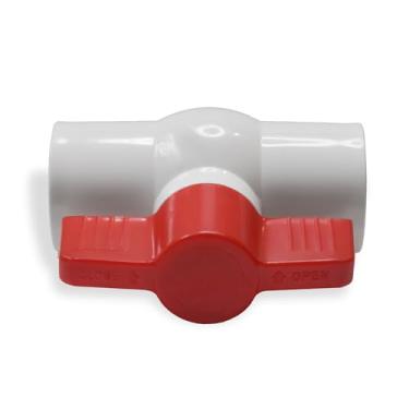 Imagem de Válvula esférica de PVC de 1,9 cm com alça em T vermelha, soquete de válvula de esfera de PVC de 0,9 cm para desligamento de água, sistemas de irrigação e irrigação, abastecimento de água fria,