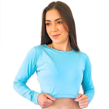 Imagem de Cropped Feminino Manga Longa Proteção Solar Uv 50+ Avulso Surf Malha f