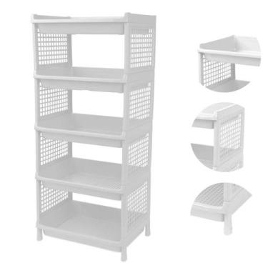 Imagem de Prateleira Estante De Plástico 5 Andares Multiuso Desmontável 40x28x90
