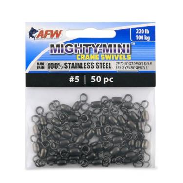 Imagem de American Fishing Wire Mighty Mini guindaste giratório (100% de aço inoxidável), cor preta, tamanho 5, teste de 100 kg, 50 peças