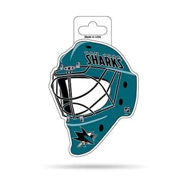 Imagem de Rico Industries NHL Hockey San Jose Sharks 12 cm x 12,7 cm Decalque de capacete cortado