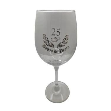 Imagem de Taça Bodas de Prata 25 Anos Casal Personalizada Vinho - META ATACADO