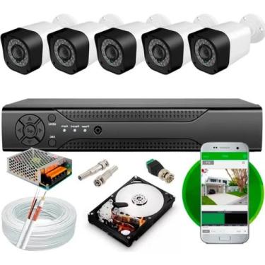 Imagem de Kit 5 Cameras Segurança Dvr 8 Canais Digital Com Cabo E Hd - Protec