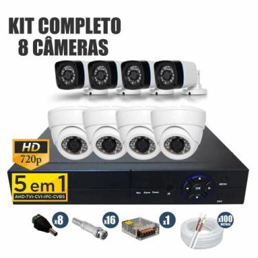 Imagem de Kit cftv completo 8 câmeras ahd 720p dvr 8 canais - Protec
