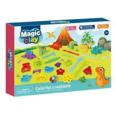 Imagem de Kit Massinha Infantil Dinossauros Ferramentas 8 Moldes Magic - DDG TOY