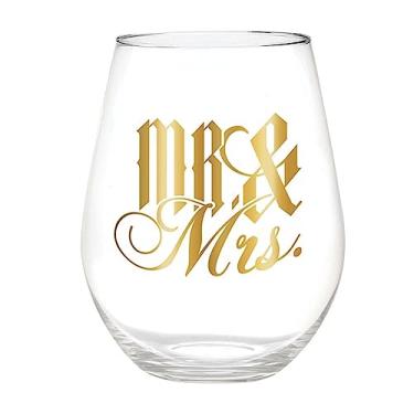 Imagem de Slant Collections Presentes de casamento para chá de panela jumbo comporta uma garrafa de vinho cheia sem haste, 850 g, Mr & Mrs Boho