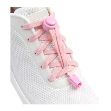 Imagem de ZHENTOR Cadarços elásticos sem laço - cadarços elásticos sem cadarço para tênis infantil e adulto, tamanho único, rosa, 47inchs