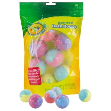 Imagem de Crayola Bombas de banho perfumadas coloridas para crianças, Color You Bath bomb atóxico para meninos e meninas, enchimento de meia de férias, geleia de uva, limão laser, algodão doce e aromas de